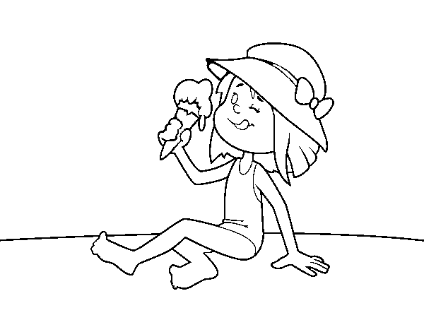 Desenho de Menina con gelado para Colorir