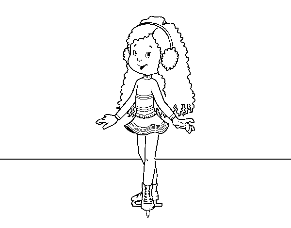 Desenho de Menina do patinador de gelo para Colorir