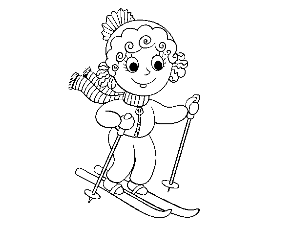 Desenho de Menina esquiadora para Colorir