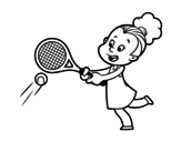 Desenho de Menina jogando o tênis para colorear