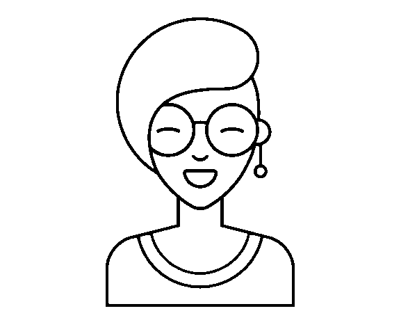 Desenho de Menina moderna sorridente para Colorir