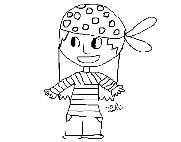 Desenho de Menina pirata para Colorir