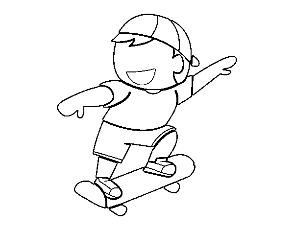 Desenho de Menino com skate para Colorir