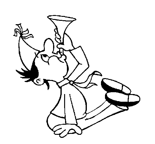 Desenho de Menino com um trompetita para Colorir