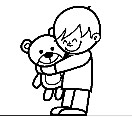 Desenho de Menino com ursinho para Colorir