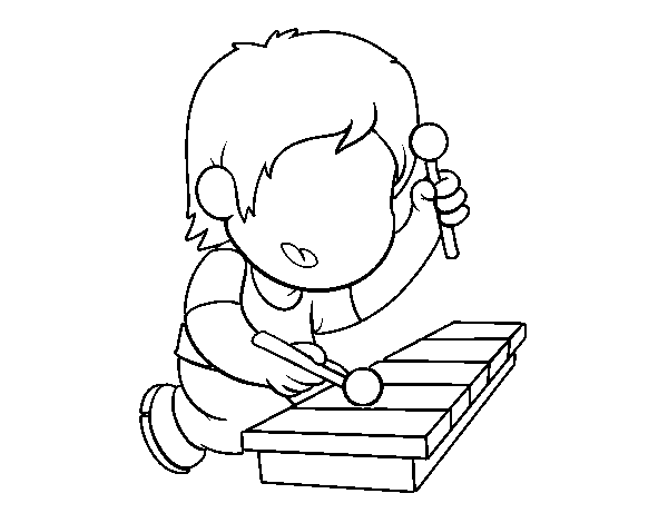 Desenho de Menino com xilofone para Colorir