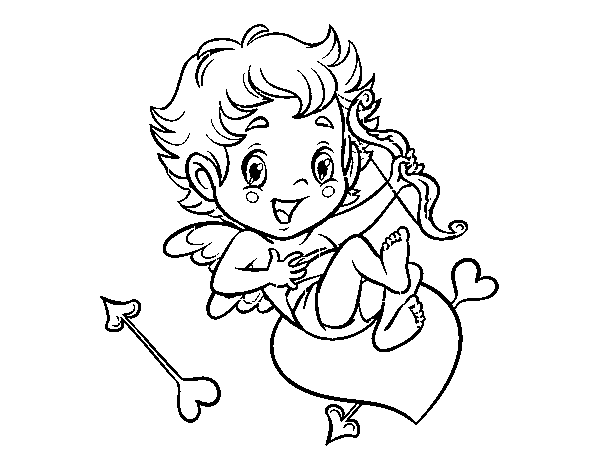 Desenho de Menino Cupido para Colorir