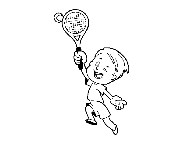 Desenho de Menino jogando o tênis para Colorir