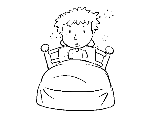Desenho de Menino na cama para Colorir