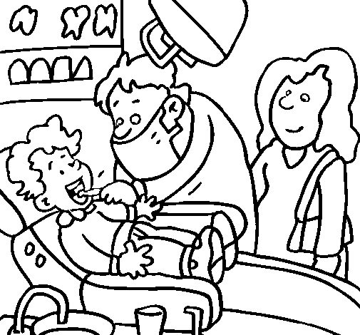 Desenho de Menino no dentista para Colorir