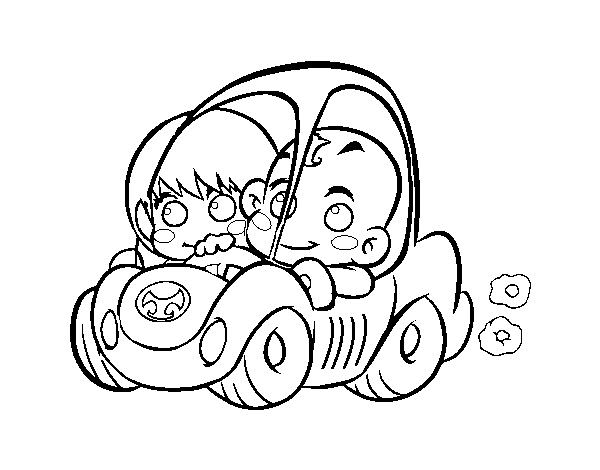 Desenho de Meninos conduzindo para Colorir