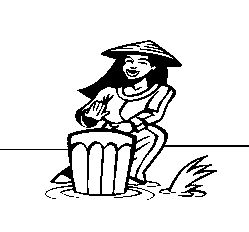 Desenho de Mulher a tocar o bongo para Colorir