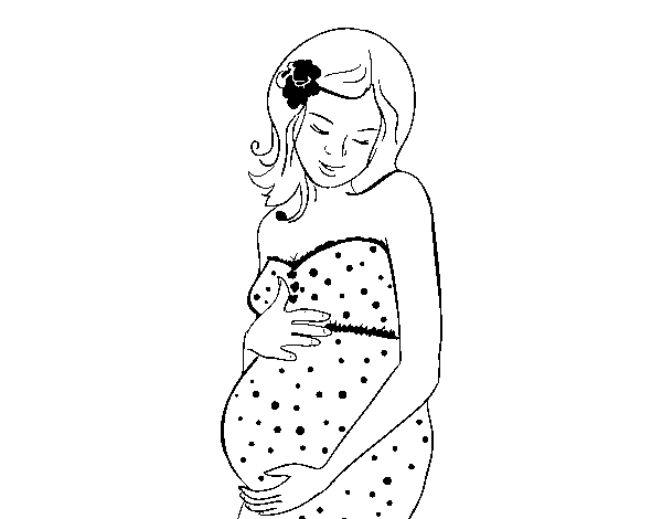 Desenho de Mulher gravida feliz para Colorir