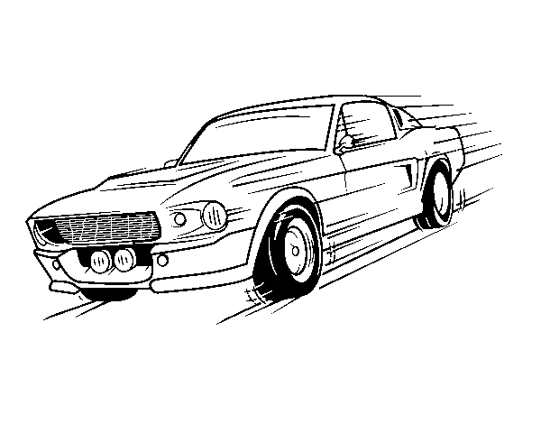 Desenho de Mustang retrô para Colorir