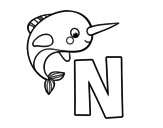 Desenho de N de Narval para colorear