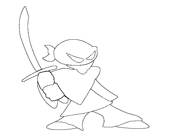 Desenho de Ninja em posição para Colorir