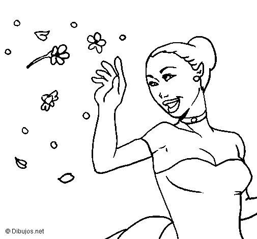 Desenho de Noiva feliz para Colorir