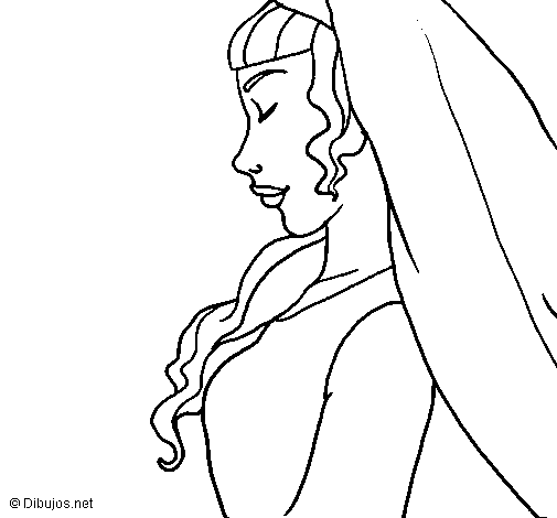 Desenho de Noiva II para Colorir