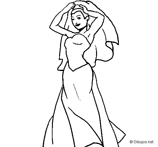 Desenho de Noiva III para Colorir