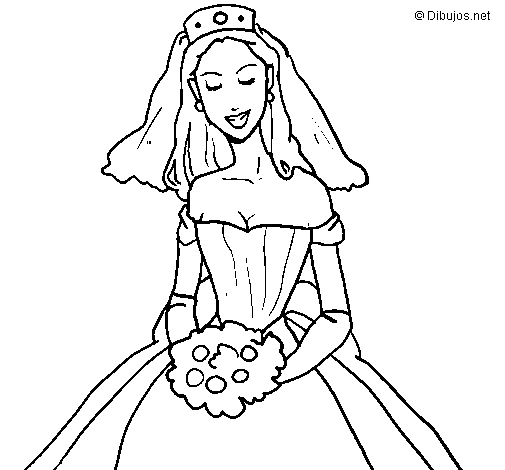 Desenho de Noiva para Colorir