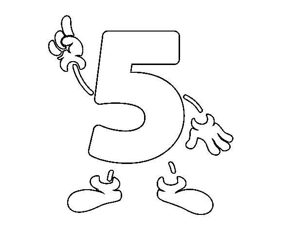 Desenho de Número 5 para Colorir