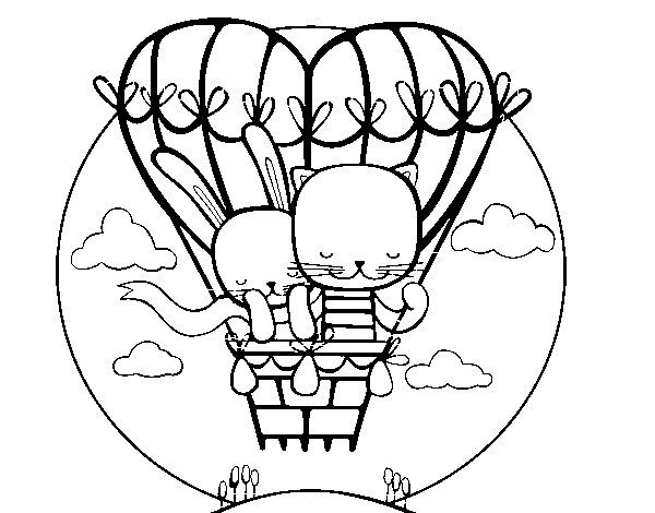 Desenho de O balão do amor para Colorir
