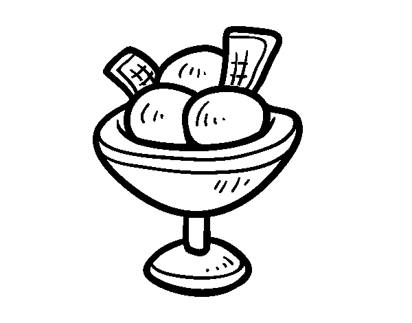Desenho de O copo com três bolas de sorvete para Colorir