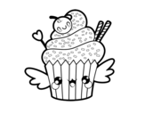 Desenho de O Cupcake kawaii para colorear
