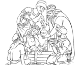 Desenho de O nascimento de jesus para colorear