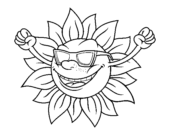 Desenho de O sol com óculos de sol para Colorir