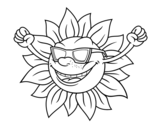 Desenho de O sol com óculos de sol para colorear