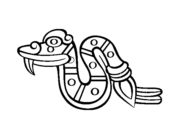 Desenho de Os dias astecas: serpente Coatl para Colorir