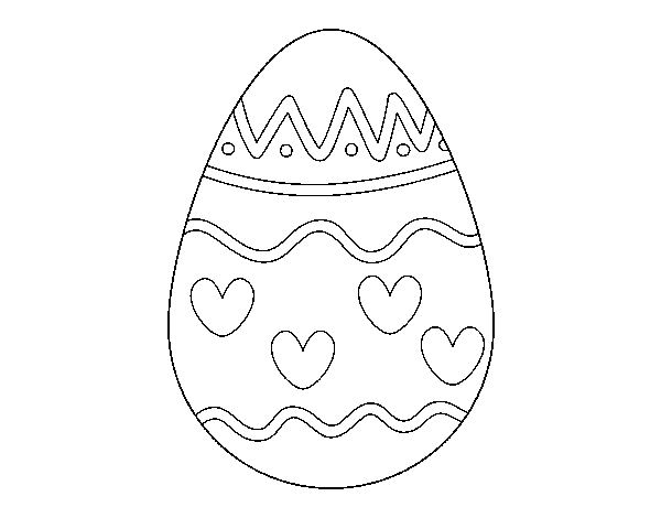 Desenho de Ovo com corações para Colorir