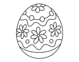 Desenho de Ovo de páscoa caseiro com flores para colorear