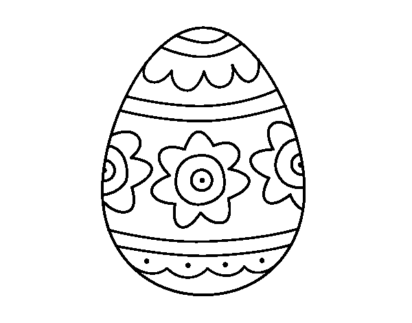 Desenho de Ovo de páscoa com flores para Colorir