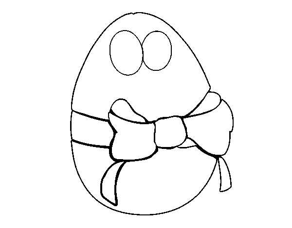 Desenho de Ovo de páscoa com laço para Colorir