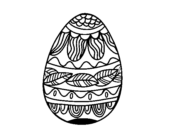 Desenho de Ovo de Páscoacom teste padrão vegetal para Colorir
