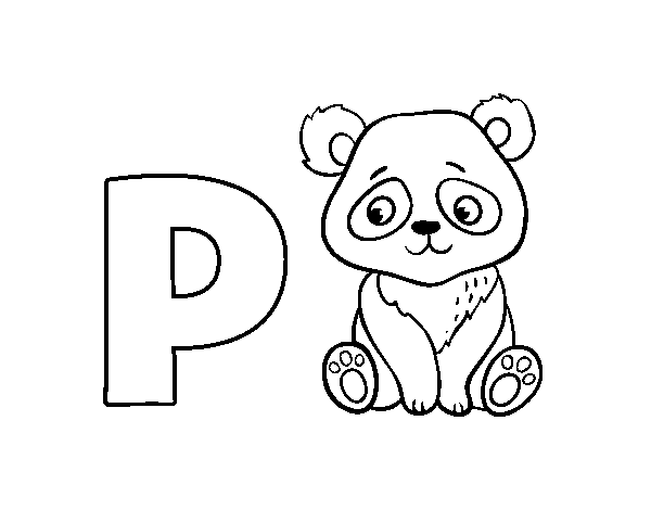 Desenho de P de Panda para Colorir