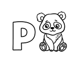 Desenho de P de Panda para colorear