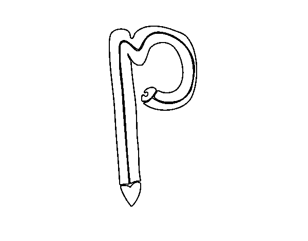 Desenho de P minúscula para Colorir