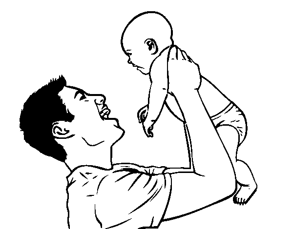 Desenho de Pai e bebê para Colorir