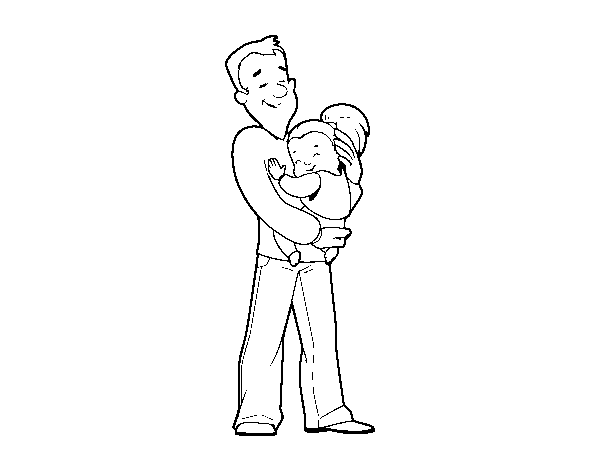 Desenho de Pai e filha para Colorir