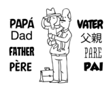 Desenho de Pai e filho com o chapéu para colorear