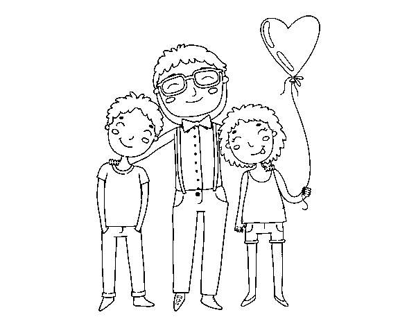 Desenho de Pai e filhos para Colorir