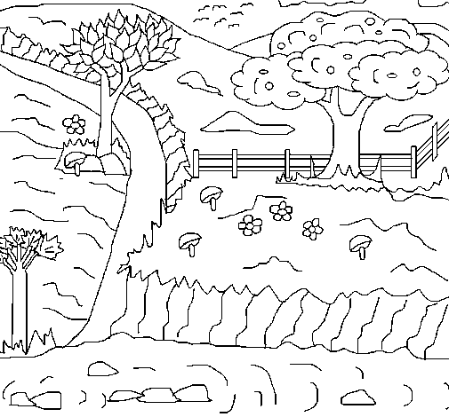 Desenho de Paisagem rural para Colorir