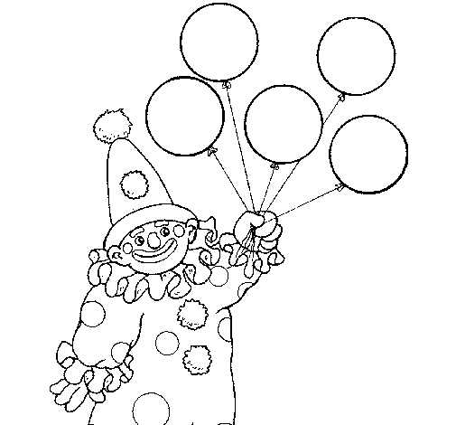 Desenho de Palhaço com balões para Colorir