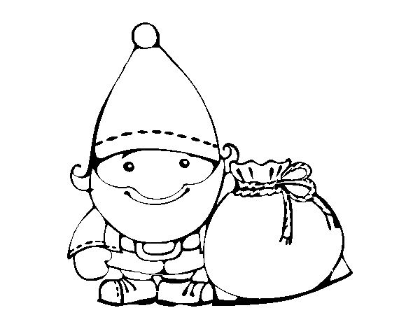 Desenho de Papai Noel com seu saco para Colorir