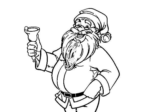 Desenho de Papai Noel com sino para Colorir