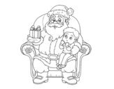 Desenho de Papai Noel e da criança do Natal para colorear