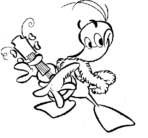 Desenho de Pato com guitarra para Colorir
